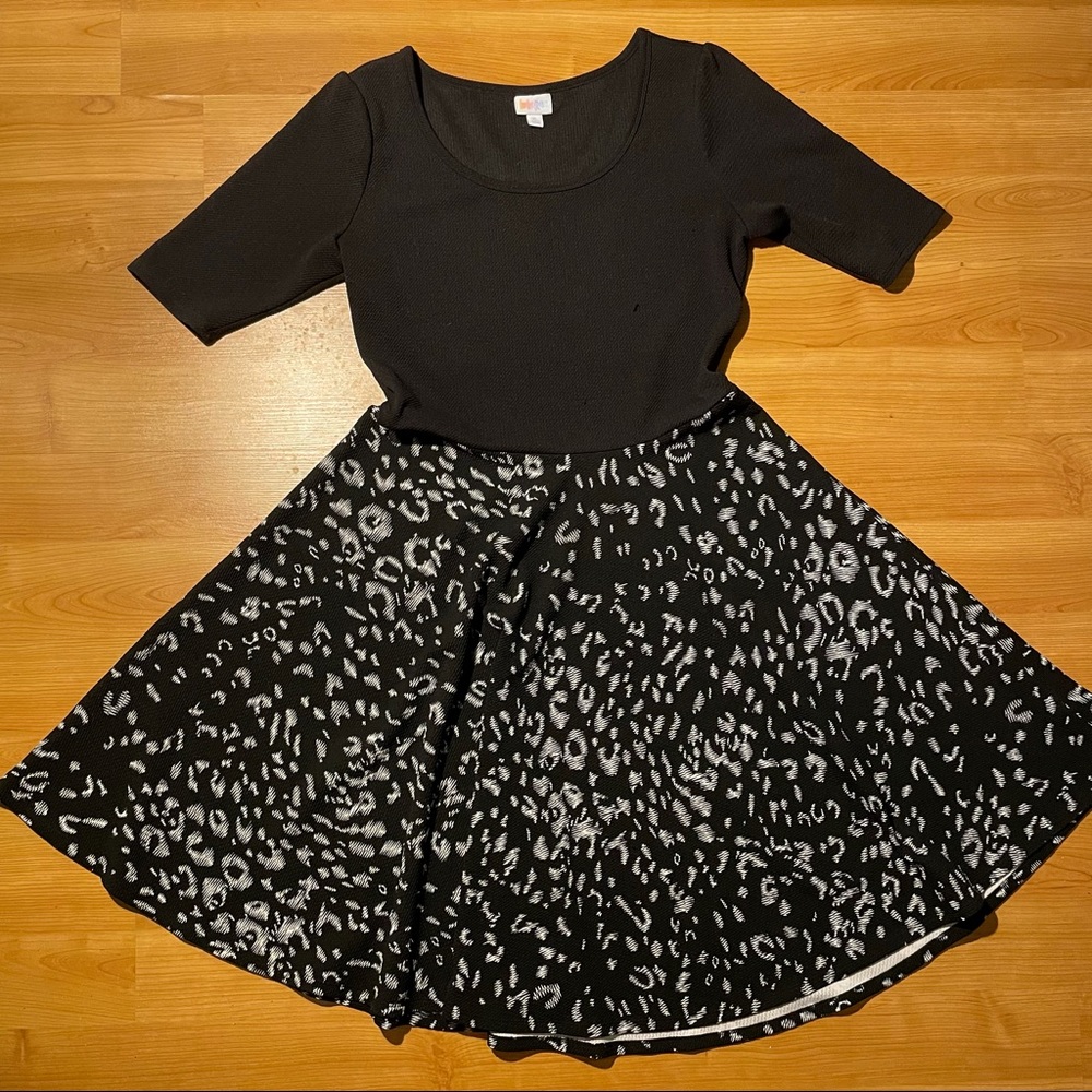 XL Lularoe Nicole Black Leopard Print Dress